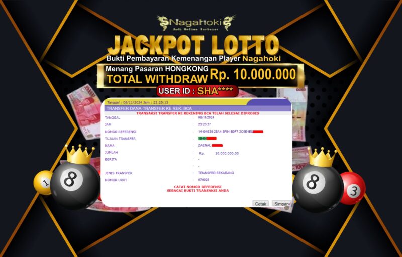 NAGAHOKI JACKPOT HONGKONG LOTTO Rp.10.000.000,- LUNAS